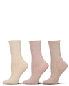 3 Pair Women's Silky-Soft Roll-Top Crew Socks : Color: Ivory Heather Multi
