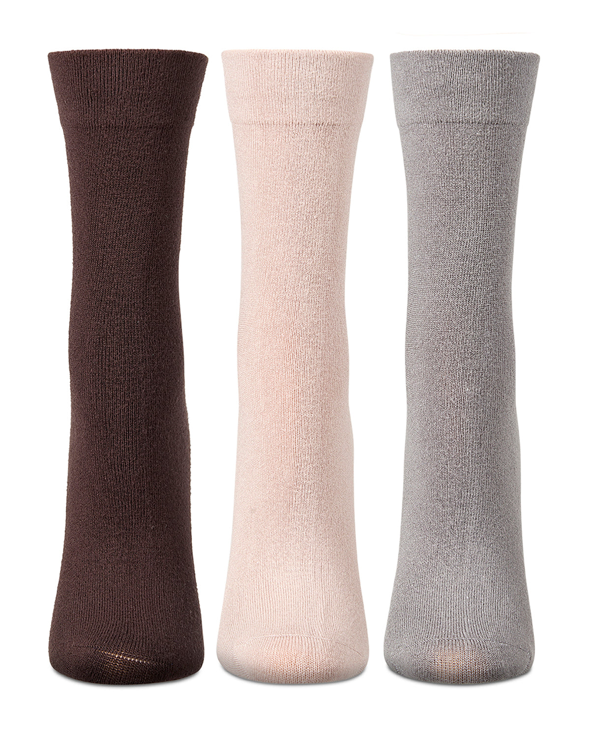 3 Pair Women's Silky-Soft Comfort Cuff Crew Socks : Color: Mushroom Multi