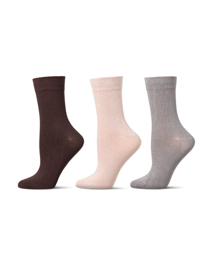 3 Pair Women's Silky-Soft Comfort Cuff Crew Socks : Color: Mushroom Multi