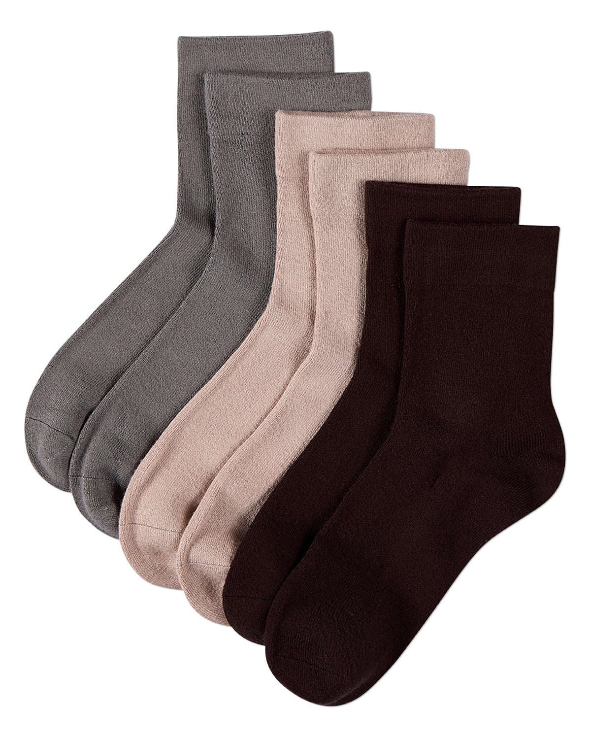 3 Pair Women's Silky-Soft Comfort Cuff Crew Socks : Color: Mushroom Multi