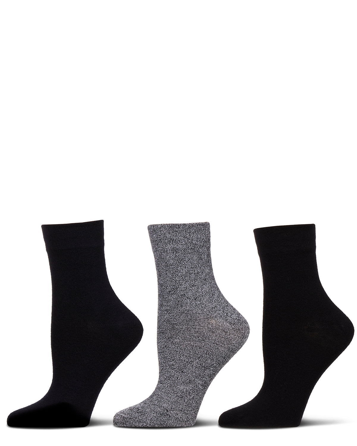 3 Pair Women's Silky-Soft Comfort Cuff Crew Socks : Color: Navy Multi
