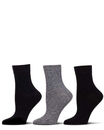 3 Pair Women's Silky-Soft Comfort Cuff Crew Socks : Color: Navy Multi