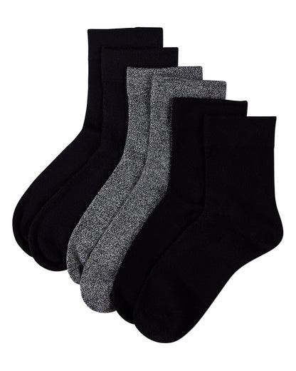 3 Pair Women's Silky-Soft Comfort Cuff Crew Socks : Color: Mushroom Multi