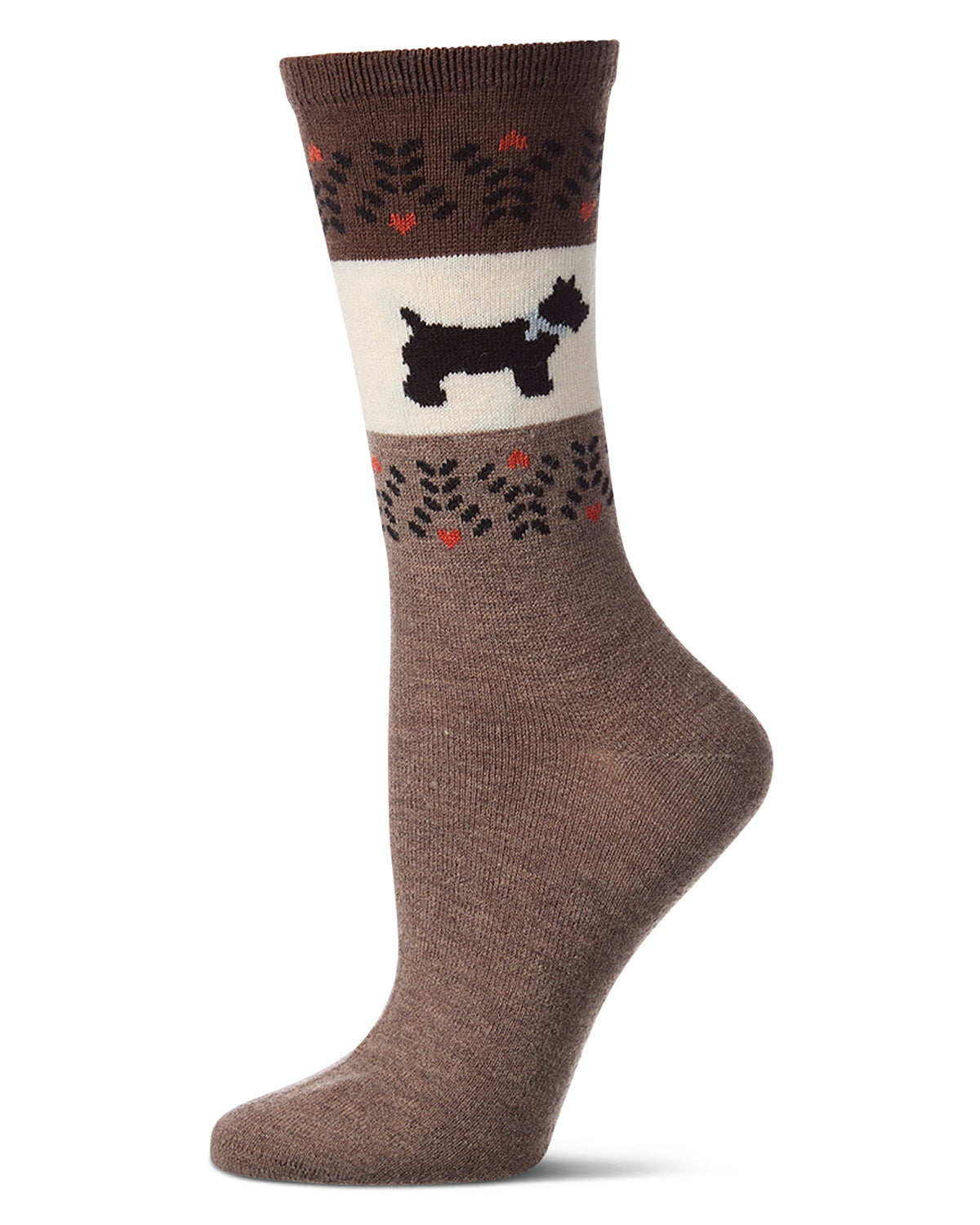 Women's Scottie-Theme Fairisle-Patterned Cashmere-Blend Crew Socks