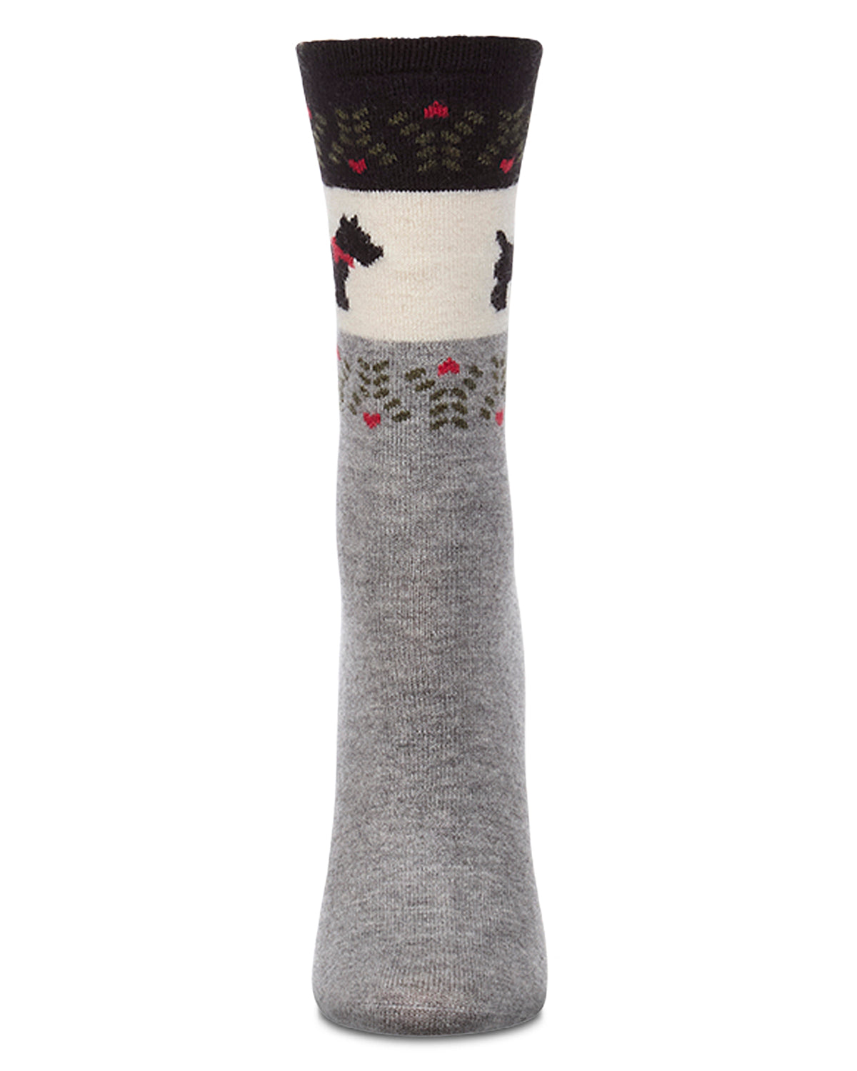 Women's Scottie-Theme Fairisle-Patterned Cashmere-Blend Crew Socks