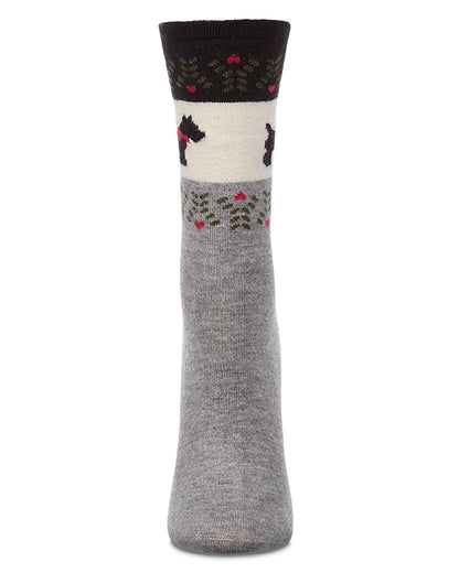 Women's Scottie-Theme Fairisle-Patterned Cashmere-Blend Crew Socks