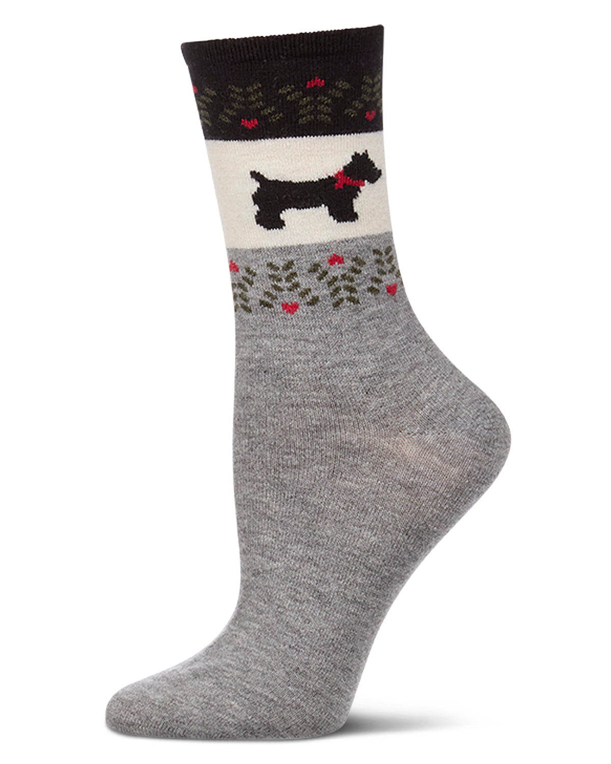 Women's Scottie-Theme Fairisle-Patterned Cashmere-Blend Crew Socks