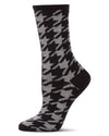 Women's Houndstooth Cashmere-Blend Fine-Gauge Knit Crew Sock