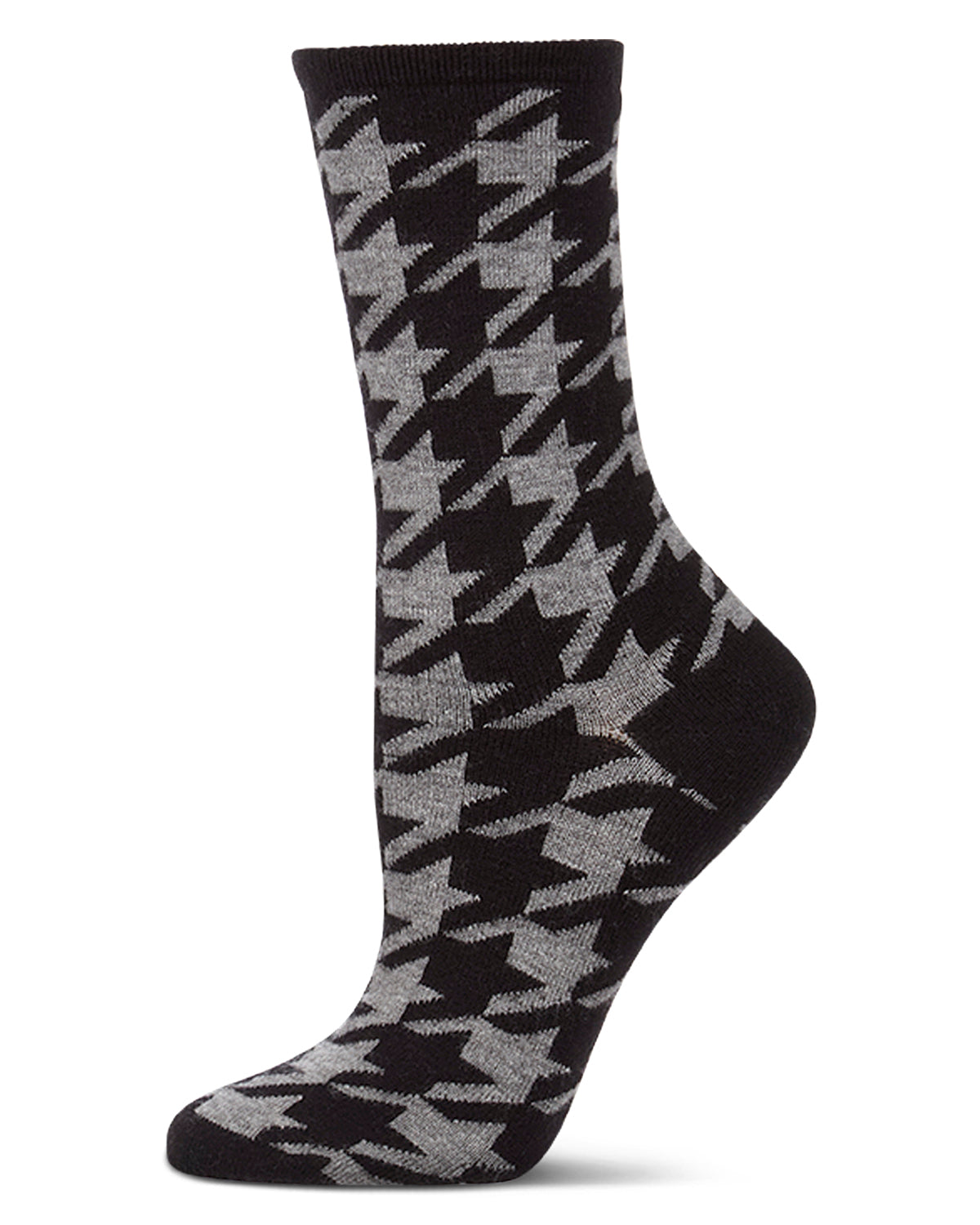 Women's Houndstooth Cashmere-Blend Fine-Gauge Knit Crew Sock