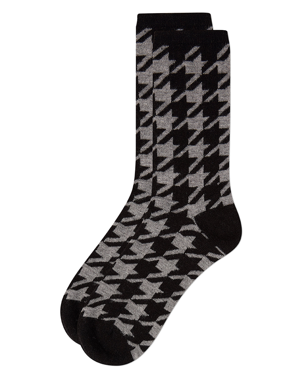 Women's Houndstooth Cashmere-Blend Fine-Gauge Knit Crew Sock