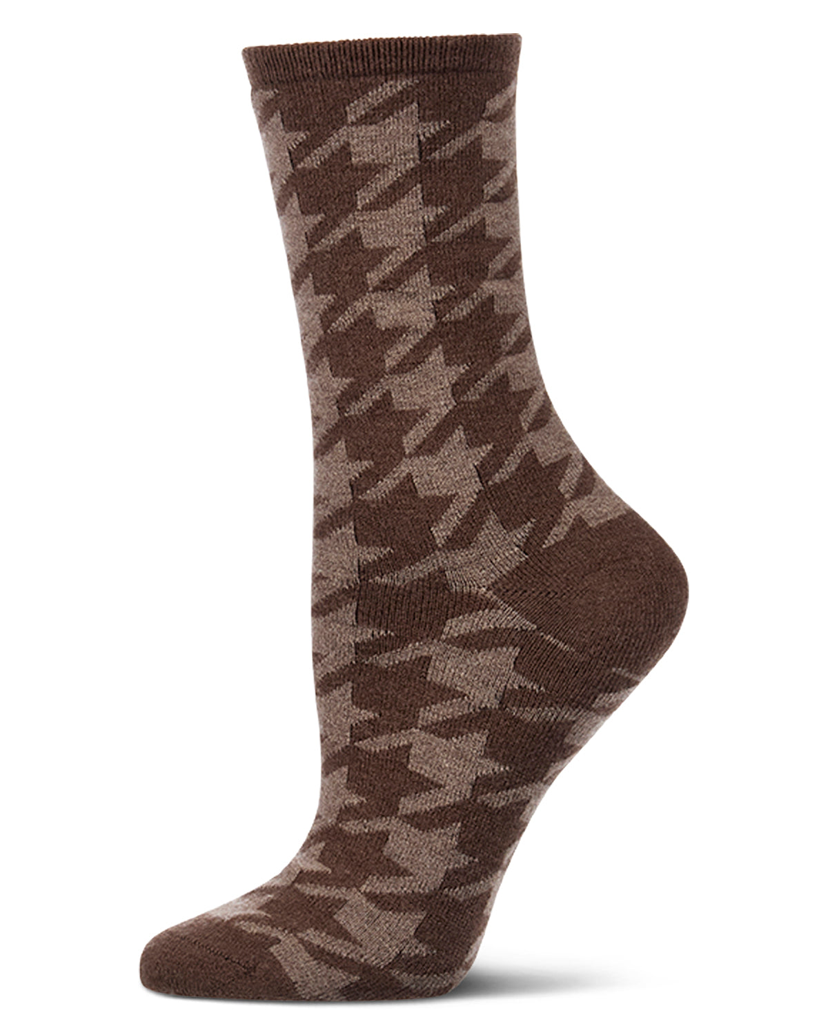 Women's Houndstooth Cashmere-Blend Fine-Gauge Knit Crew Sock