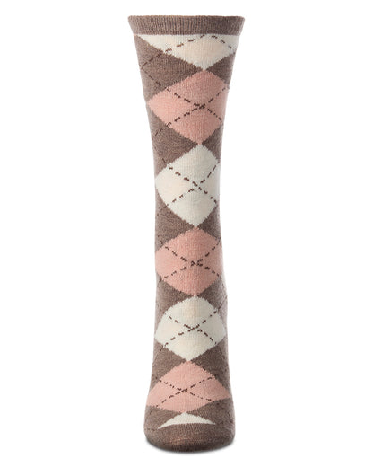 Women's Argyle Cashmere-Blend Fine-Gauge Knit Crew Sock