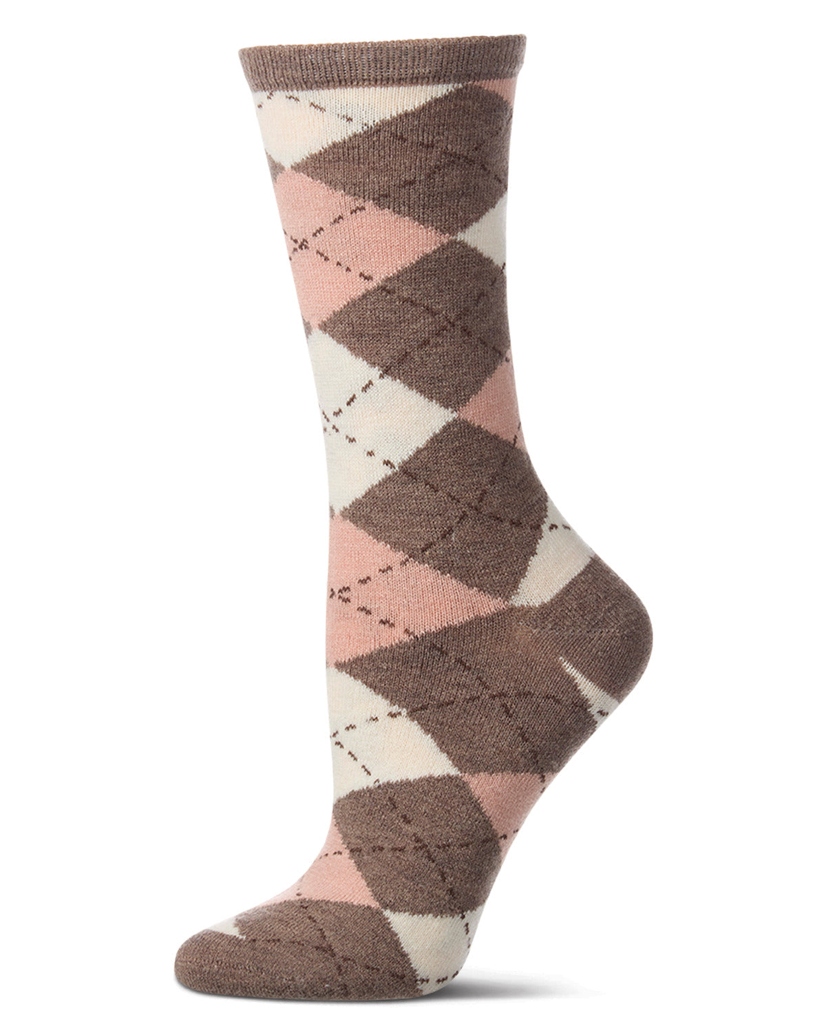 Women's Argyle Cashmere-Blend Fine-Gauge Knit Crew Sock