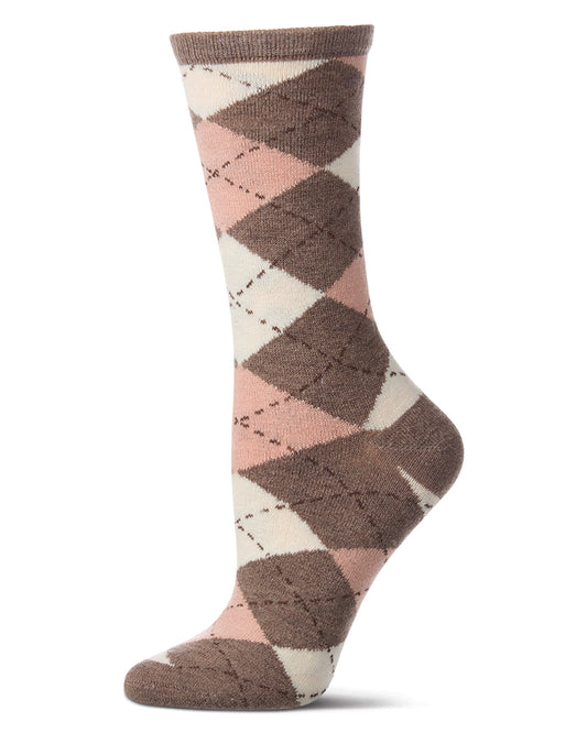 Women's Argyle Cashmere-Blend Fine-Gauge Knit Crew Sock