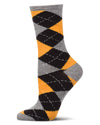 Women's Argyle Cashmere-Blend Fine-Gauge Knit Crew Sock