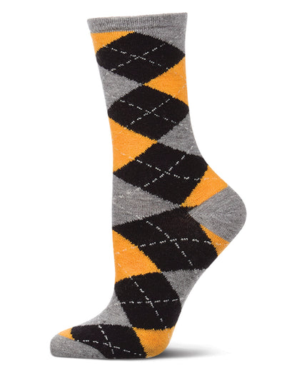 Women's Argyle Cashmere-Blend Fine-Gauge Knit Crew Sock