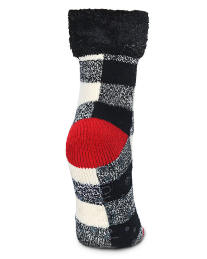 Women's Buffalo Check Plush Cabin Socks : Color: Black