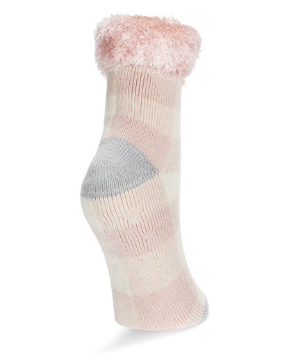 Women's Buffalo Check Plush Cabin Socks : Color: Black