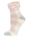 Women's Buffalo Check Plush Cabin Socks : Color: Blush
