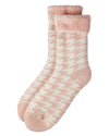 Women's Houndstooth Plush Cabin Socks : Color: Peach Whip