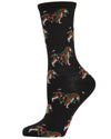 Women's "Dog with Christmas Lights" Novelty Crew Socks : Color: Black