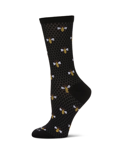Honey Bee Bamboo Blend Crew Socks : Color: Black