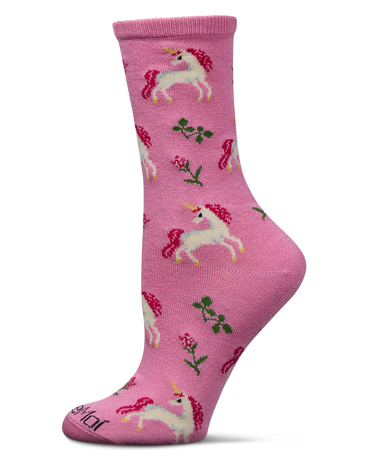 Magical Unicorns Bamboo Blend Crew Socks : Color: Mauve Glow