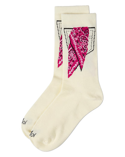 Women's Bandana in Pocket Bamboo Blend Crew Socks : Color: Denim Heather