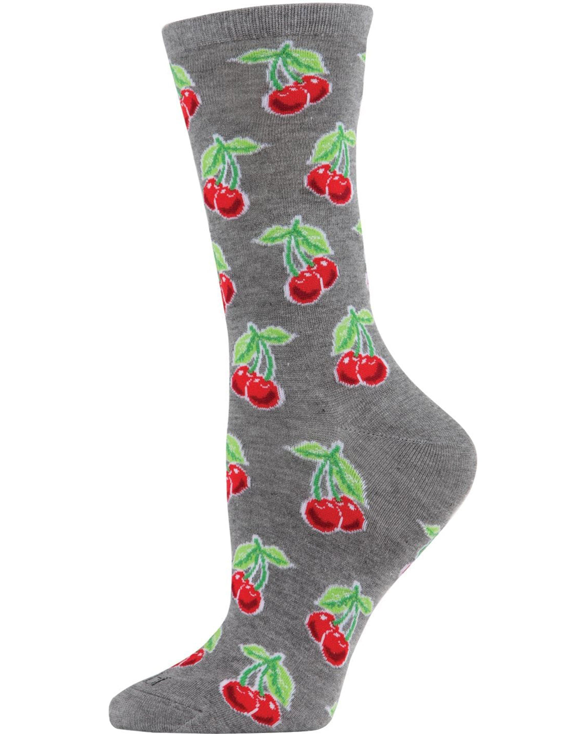 Cherries Bamboo Blend Crew Socks : Color: Medium Gray Heather
