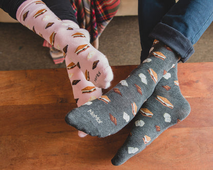 Men's I'd Like S'mores Please Bamboo Blend Crew Sock : Color: Charcoal