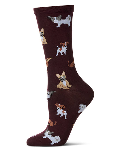 They Call it Pupper Love Bamboo Blend Crew Socks : Color: Burgundy