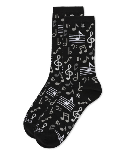 Musical Notes Bamboo Blend Crew Sock : Color: Hemp Heather