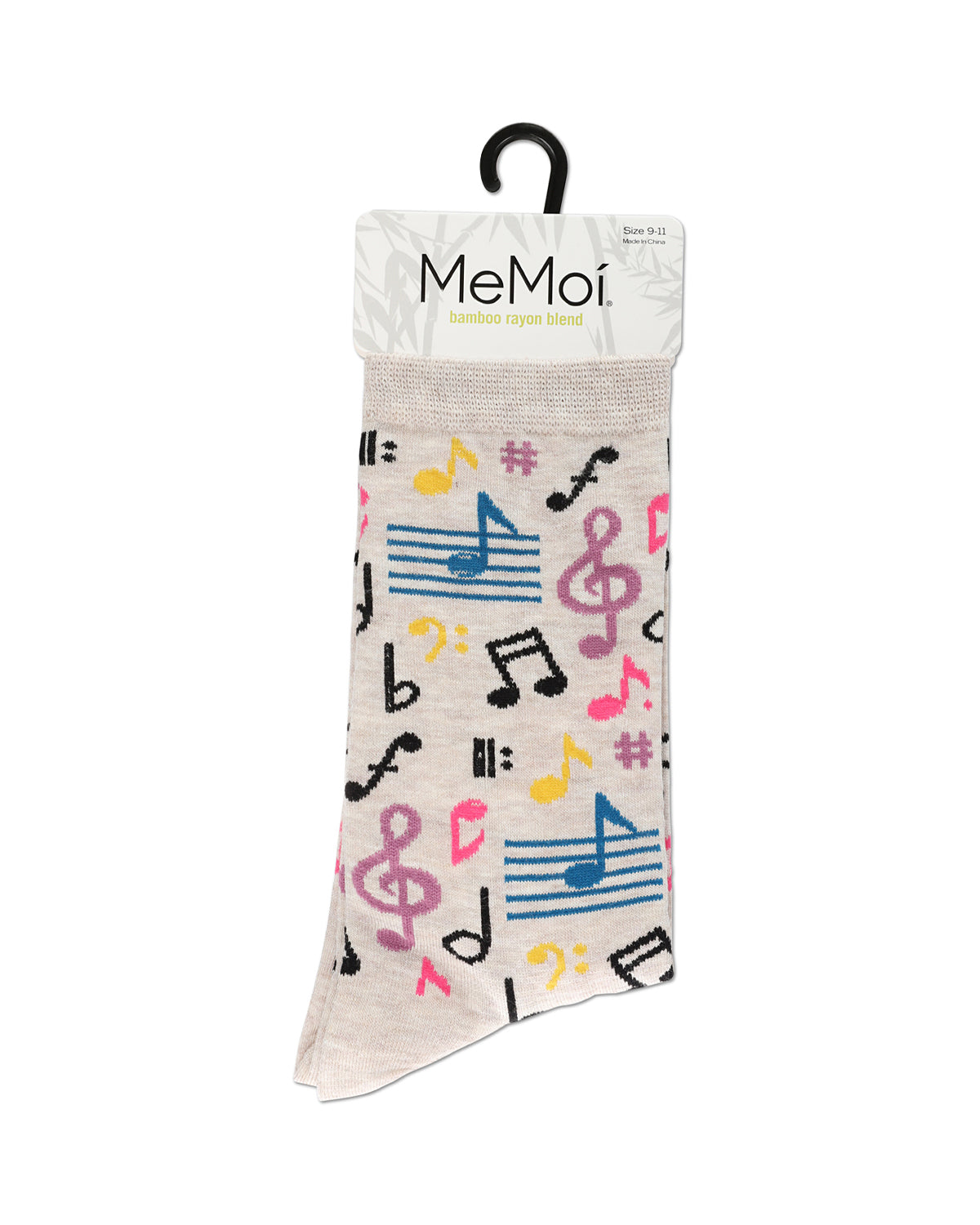 Musical Notes Bamboo Blend Crew Sock : Color: Hemp Heather