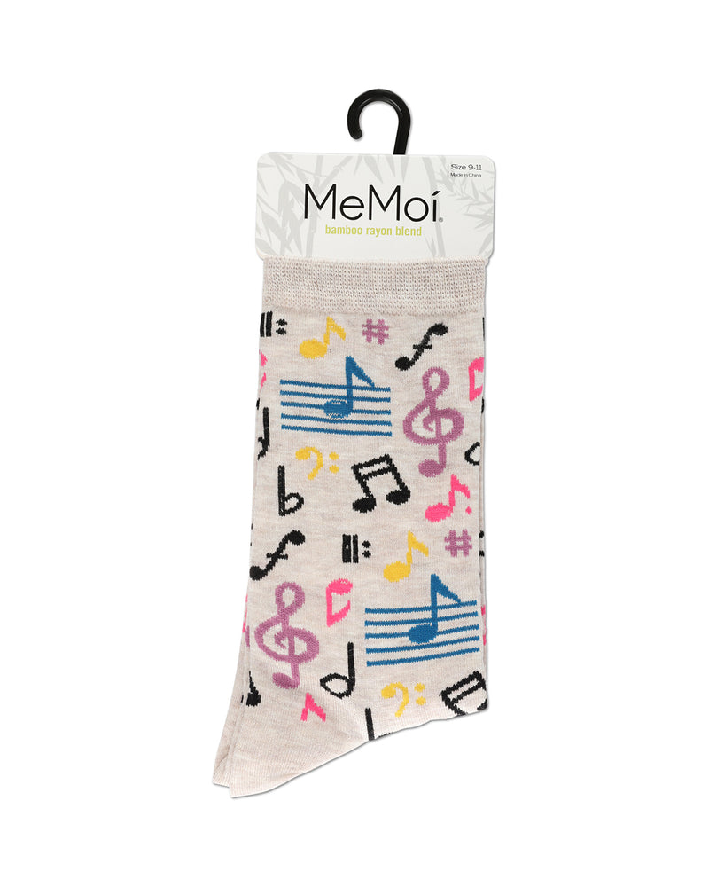 Musical Notes Bamboo Blend Crew Sock