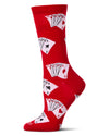 Playing Cards Bamboo Blend Crew Socks : Color: Red
