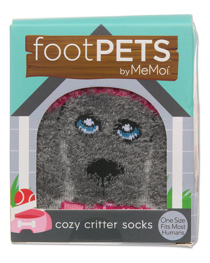 Women's Foot Pet Fair Isle Dog Crew Socks : Color: Light Gray Heather