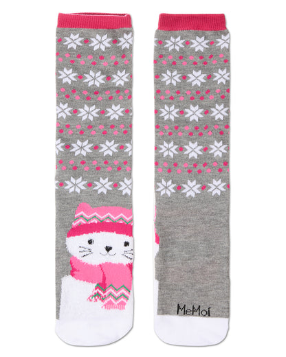 Women's Foot Pet Cat Crew Socks : Color: Med Gray Heather