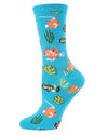 Tropical Fish Bamboo Blend Crew Socks : Color: Turquoise