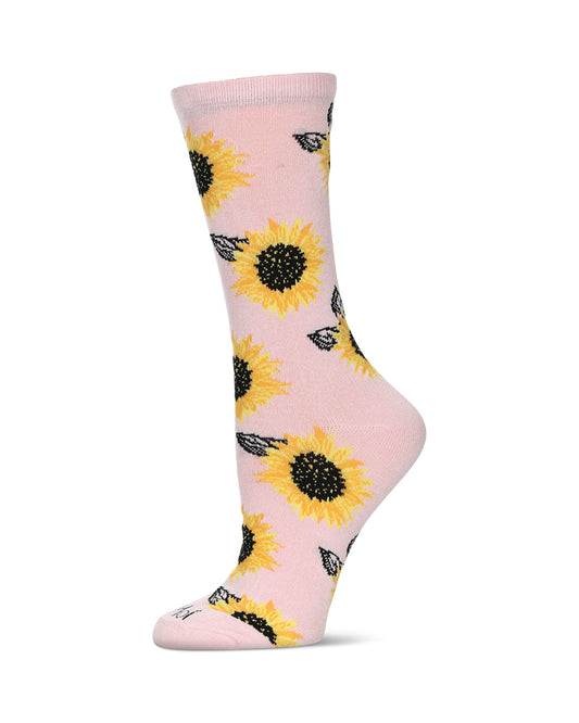 Majestic Sunflower Bamboo Blend Crew Socks : Color: Powder Pink