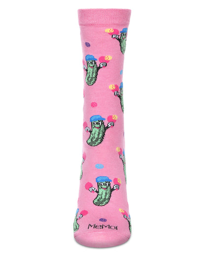 Women's Pickleball Bamboo Blend Crew Sock : Color: Fuchsia Pink