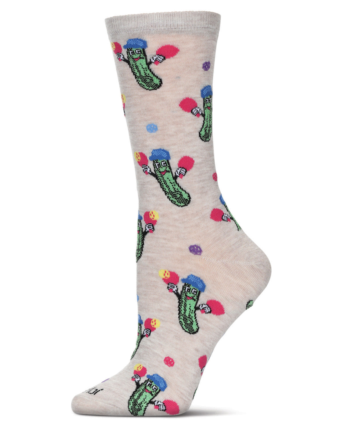 Women's Pickleball Bamboo Blend Crew Sock : Color: Ivory Heather