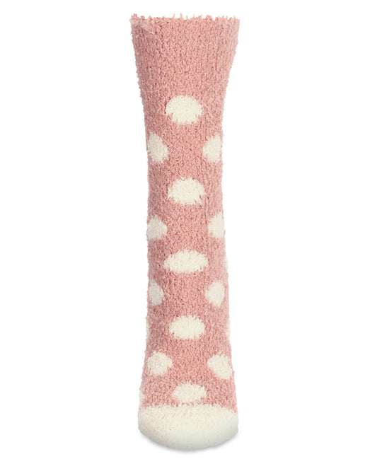 Polka Dot Gnome Embroidery Cozy Crew Socks : Color: Blush