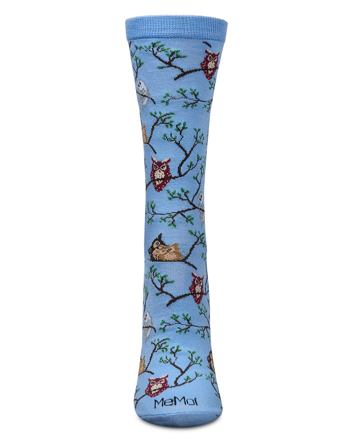 Women's Owls Bamboo Crew Socks : Color: Light Blue
