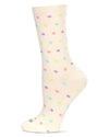 Women's Multi Dots Bamboo Crew Socks : Color: Marshmallow
