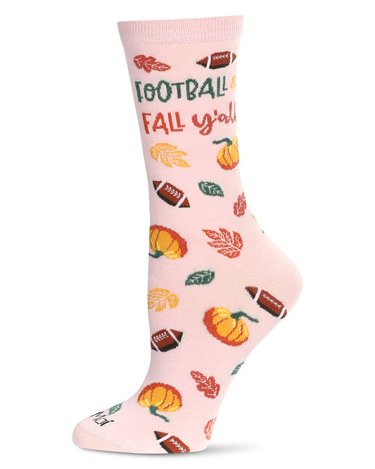 Women's Football & Fall Bamboo Crew Socks : Color: Light Pink