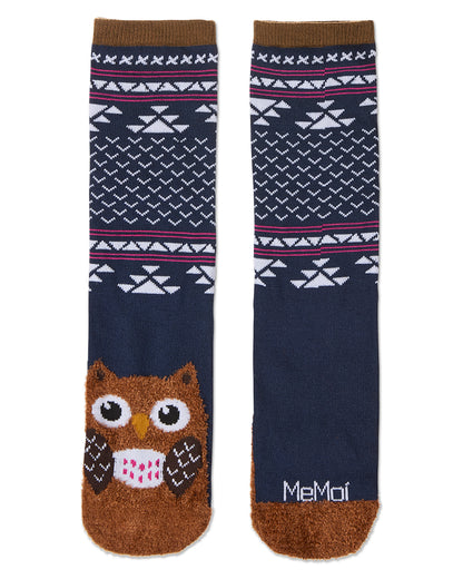 Women's Foot Pet Owl Crew Socks : Color: Navy