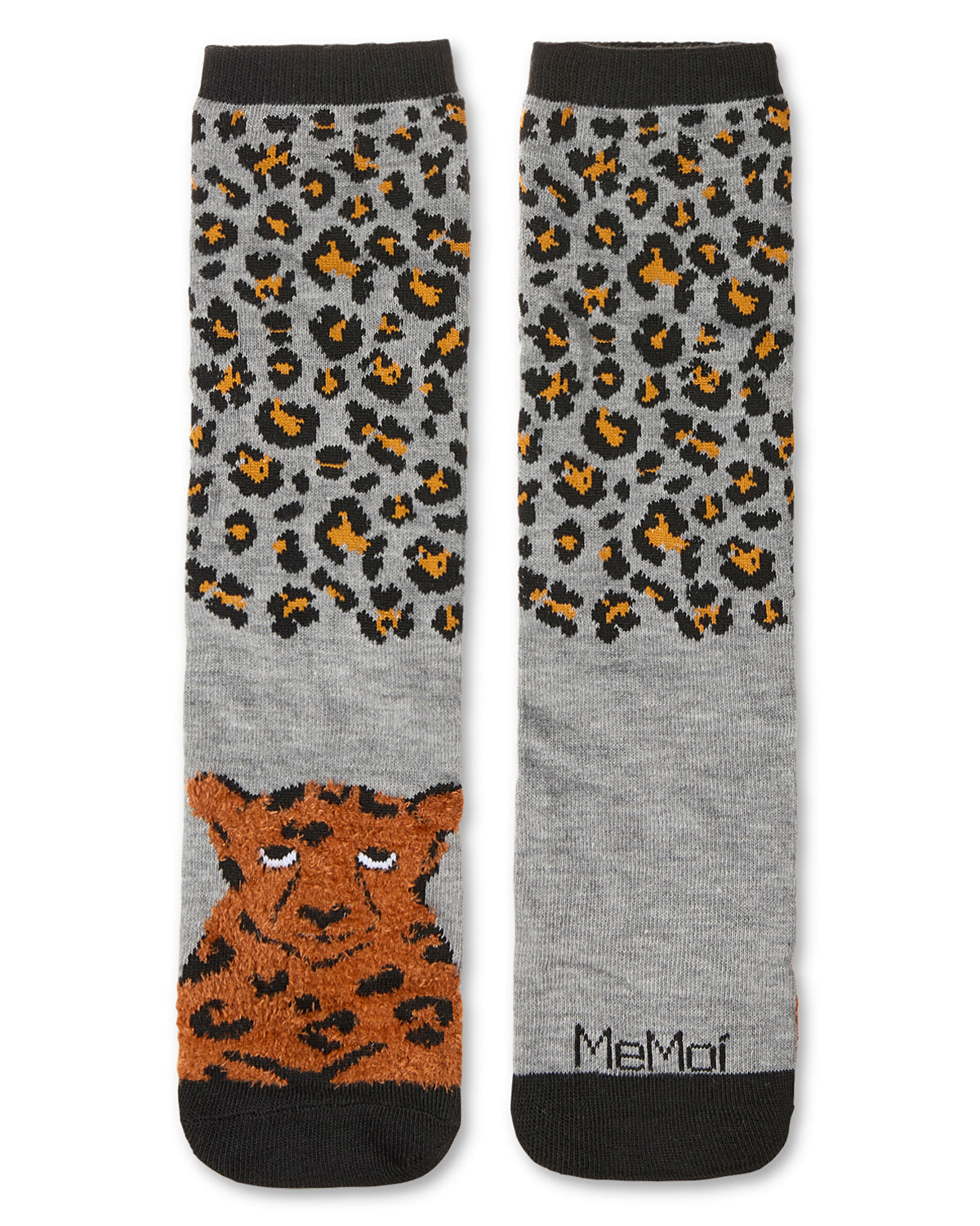 Women's Foot Pet Cheetah Crew Socks : Color: Med Gray Heather