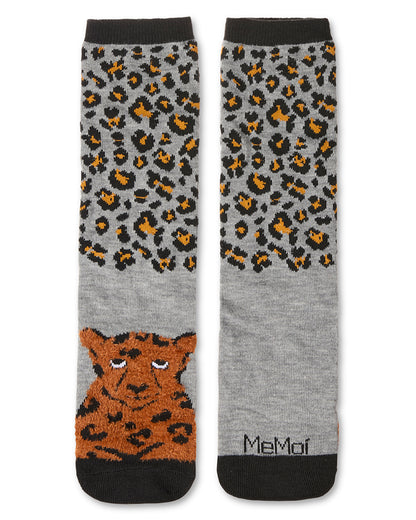 Women's Foot Pet Cheetah Crew Socks : Color: Med Gray Heather
