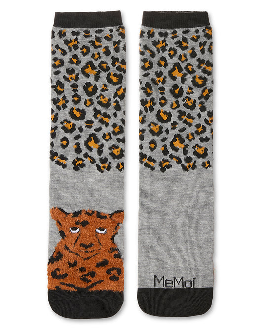 Women's Foot Pet Cheetah Crew Socks : Color: Med Gray Heather