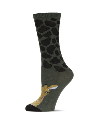 Women's Foot Pet Giraffe Crew Socks : Color: Rosin Heather